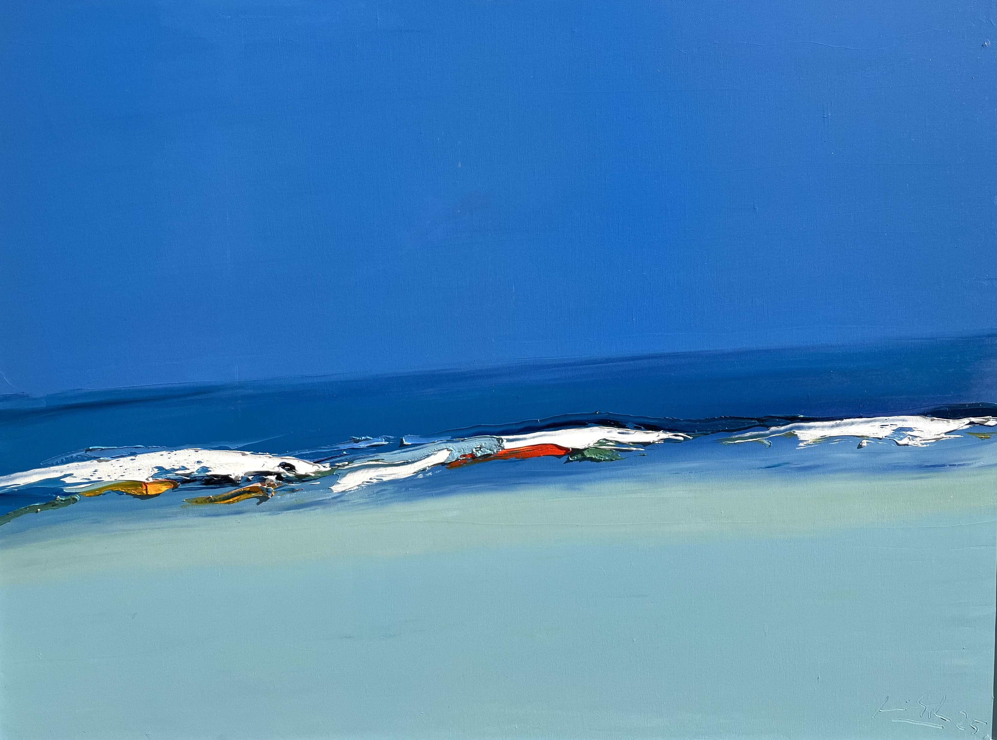 bleu huile sur toile, landsea — Francis Eck